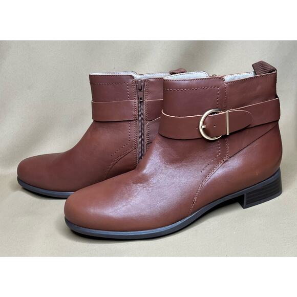 Munro Chestnut Brown Cuero Leather Ankle Boots 9 New - Picture 8 of 12